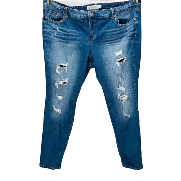 Torrid Womens Distressed Skinny Jeans Blue Stretch Denim Pants Plus Size 26 - Picture 2 of 13